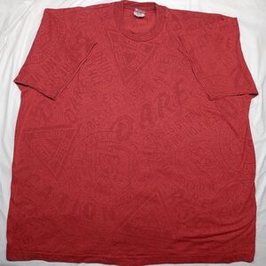Vintage DARE All Over Print Dyed Red Men's Graphic T-Shirt Fruit Of The Loom 3XL